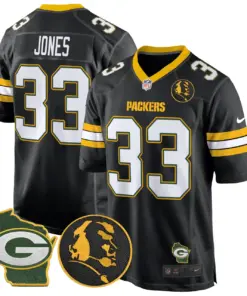 John Madden Green Bay Packers Nike Home Patch Game Stitched Jersey - Anthracite - Image 35