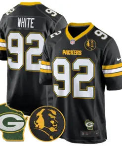John Madden Green Bay Packers Nike Home Patch Game Stitched Jersey - Anthracite - Image 38