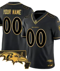 Baltimore Ravens Nike 2024 Vapor Custom Limited Stitched Jersey - Black - Image 3