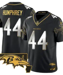Derrick Henry Baltimore Ravens Nike Maryland Flag Map Patch Gold Vapor Limited Stitched Jersey - Black - Image 5
