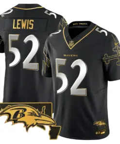 Derrick Henry Baltimore Ravens Nike Maryland Flag Map Patch Gold Vapor Limited Stitched Jersey - Black - Image 6