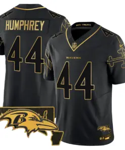 Derrick Henry Baltimore Ravens Nike Maryland Flag Map Patch Gold Vapor Limited Stitched Jersey - Black - Image 13