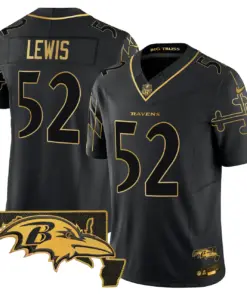 Derrick Henry Baltimore Ravens Nike Maryland Flag Map Patch Gold Vapor Limited Stitched Jersey - Black - Image 14