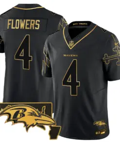 Derrick Henry Baltimore Ravens Nike Maryland Flag Map Patch Gold Vapor Limited Stitched Jersey - Black - Image 15