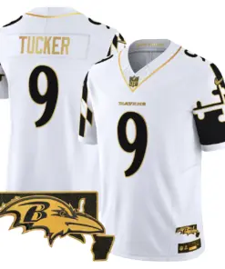 Derrick Henry Baltimore Ravens Nike Maryland Flag Map Patch Gold Vapor Limited Stitched Jersey - Black - Image 19