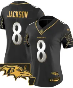 Alternative view of Baltimore Ravens Nike Women's Maryland Patch Gold Vapor Limited Stitched Jersey - Black