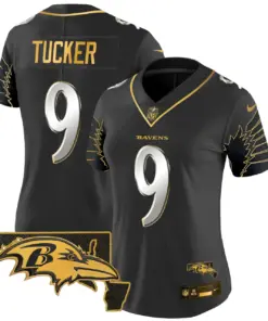 Baltimore Ravens Nike Women's Maryland Patch Gold Vapor Limited Stitched Jersey - Black - Image 3