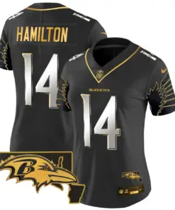 Baltimore Ravens Nike Women's Maryland Patch Gold Vapor Limited Stitched Jersey - Black - Image 4