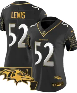 Baltimore Ravens Nike Women's Maryland Patch Gold Vapor Limited Stitched Jersey - Black - Image 6
