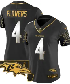 Baltimore Ravens Nike Women's Maryland Patch Gold Vapor Limited Stitched Jersey - Black - Image 7