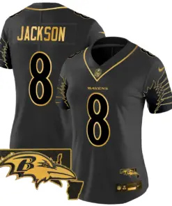 Baltimore Ravens Nike Women's Maryland Patch Gold Vapor Limited Stitched Jersey - Black - Image 11