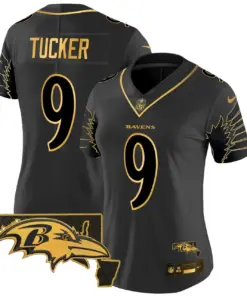 Baltimore Ravens Nike Women's Maryland Patch Gold Vapor Limited Stitched Jersey - Black - Image 12