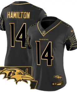 Baltimore Ravens Nike Women's Maryland Patch Gold Vapor Limited Stitched Jersey - Black - Image 13