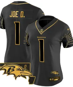 Baltimore Ravens Nike Women's Maryland Patch Gold Vapor Limited Stitched Jersey - Black - Image 18