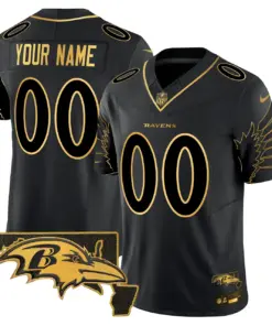 Alternative view of Baltimore Ravens Nike Maryland Patch Gold Vapor Custom Limited Stitched Jersey - Black