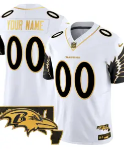 Baltimore Ravens Nike Maryland Patch Gold Vapor Custom Limited Stitched Jersey - Black - Image 3
