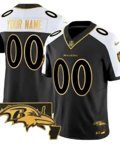 Baltimore Ravens Nike Maryland Patch Gold Vapor Custom Limited Stitched Jersey - Black - Image 4
