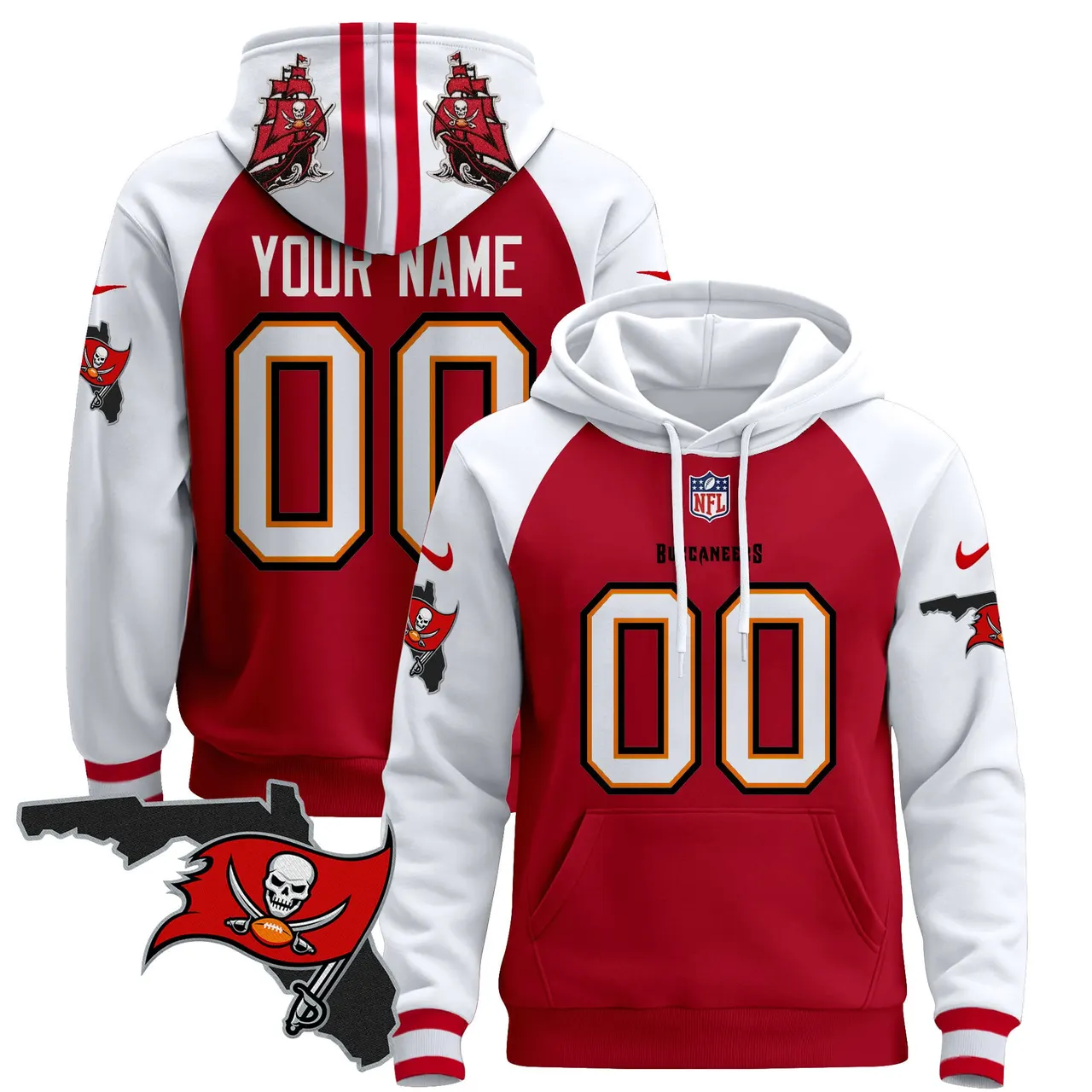 Tampa Bay Buccaneers Nike Florida Patch Custom Stitched Pullover Hoodie - Black - Image 2