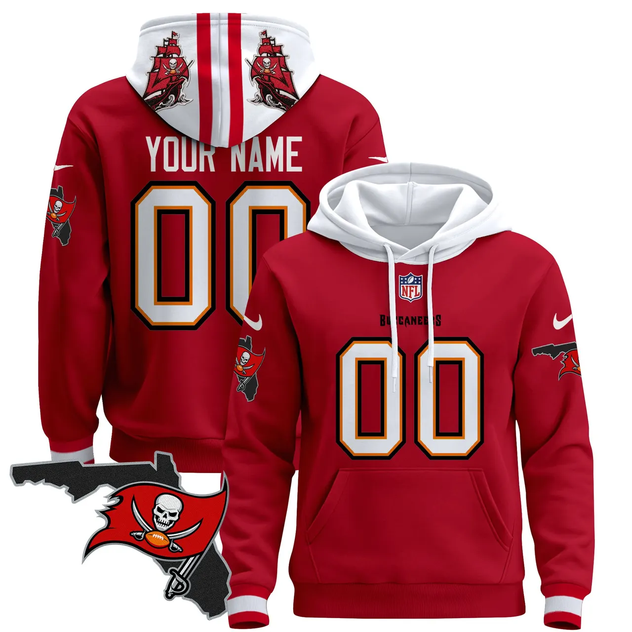 Tampa Bay Buccaneers Nike Florida Patch Custom Stitched Pullover Hoodie - Black - Image 3