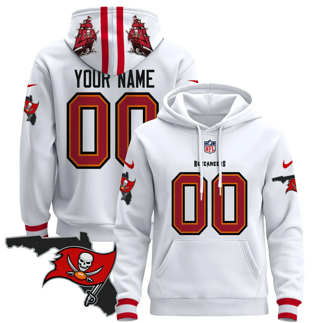 Tampa Bay Buccaneers Nike Florida Patch Custom Stitched Pullover Hoodie - Black - Image 4