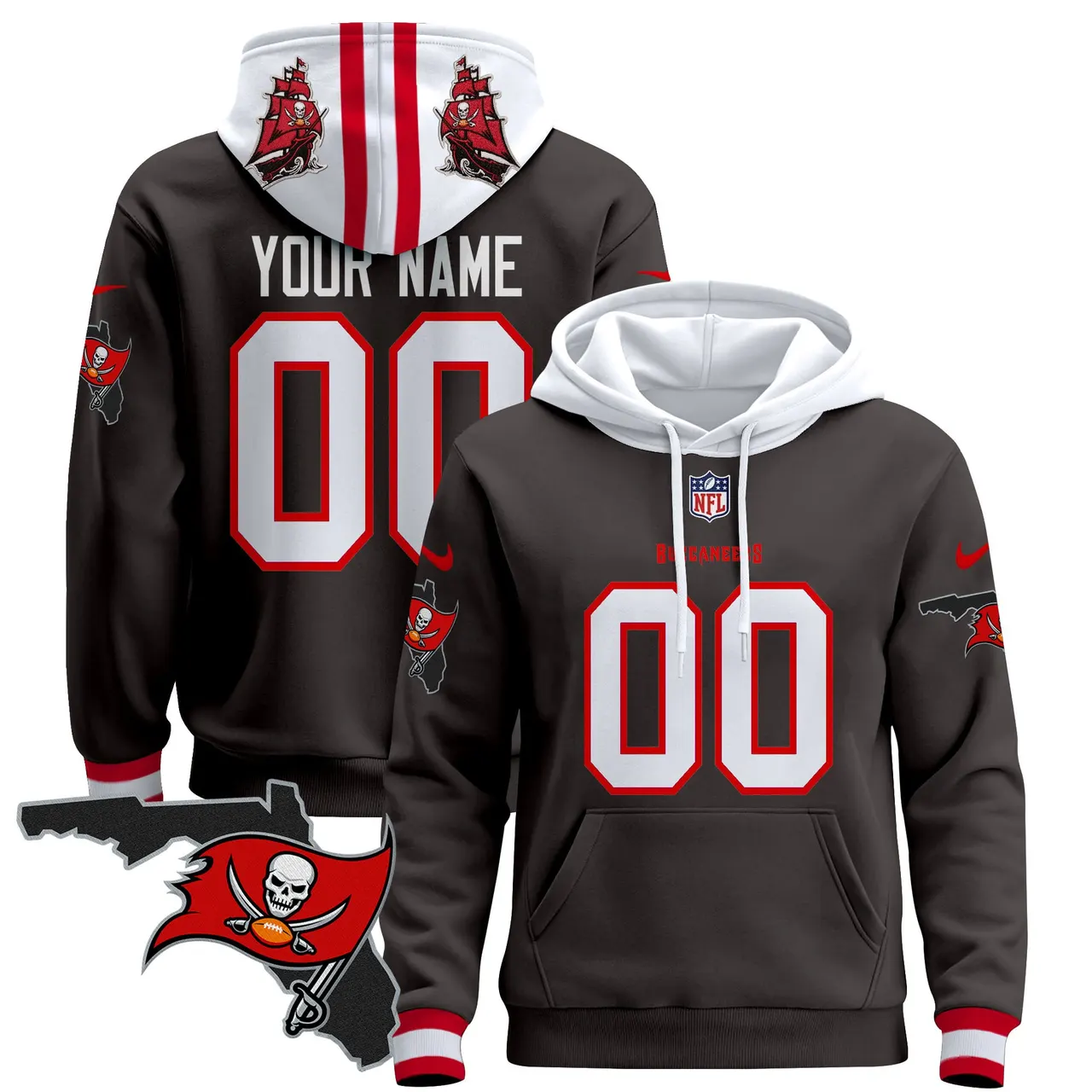 Tampa Bay Buccaneers Nike Florida Patch Custom Stitched Pullover Hoodie - Black - Image 5