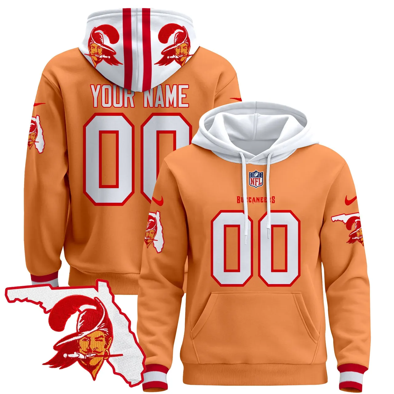 Tampa Bay Buccaneers Nike Florida Patch Custom Stitched Pullover Hoodie - Black - Image 6