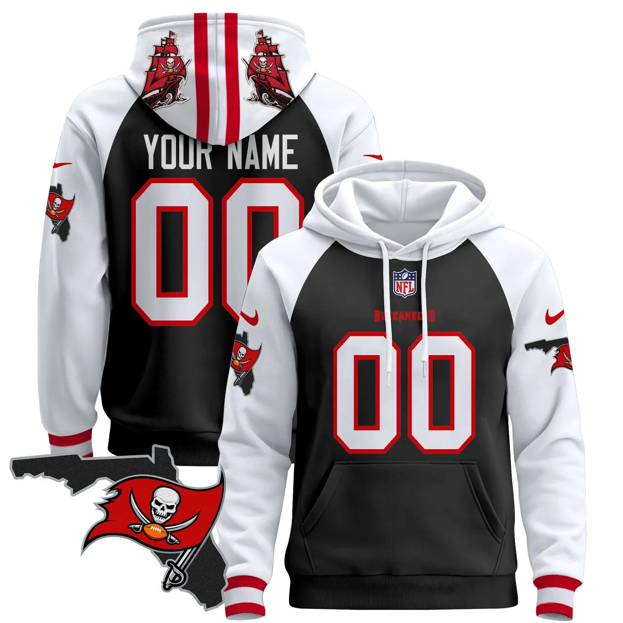 Tampa Bay Buccaneers Nike Florida Patch Custom Stitched Pullover Hoodie - Black