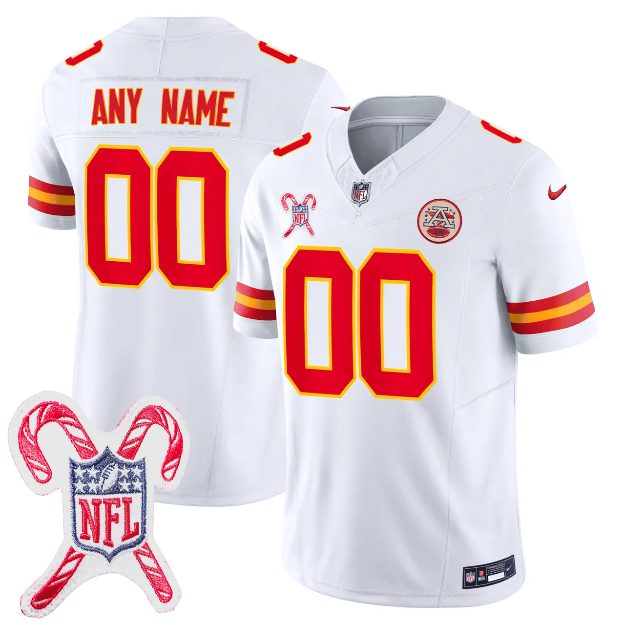 Kansas City Chiefs Nike Christmas Patch Custom Limited Jersey - Red - Image 2