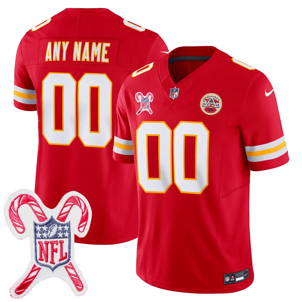 Kansas City Chiefs Nike Christmas Patch Custom Limited Jersey - Red