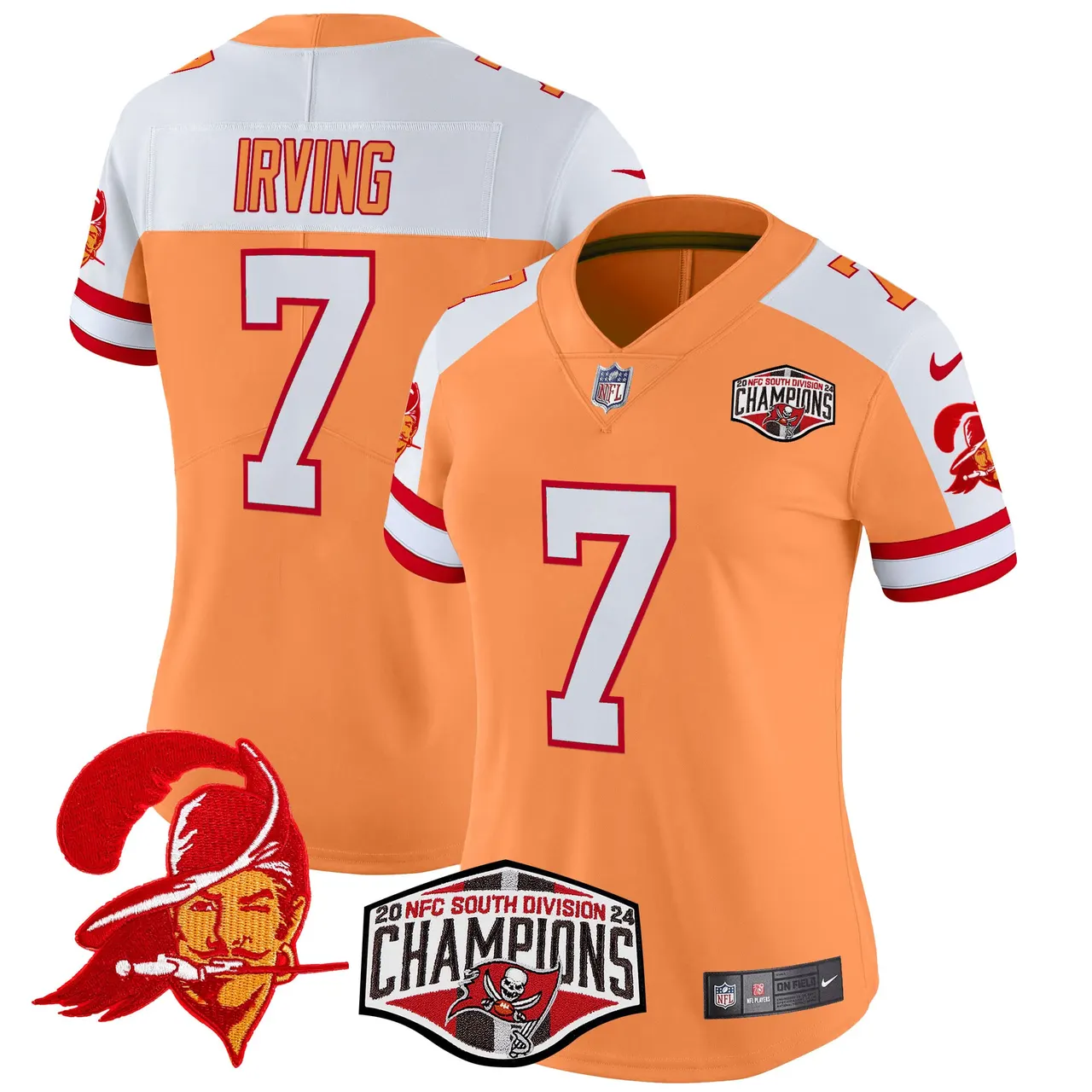 Baker Mayfield Tampa Bay Buccaneers Nike Women's 2024 NFC South Division Champions Patch Vapor Limited Stitched Jersey - Orange - Image 2