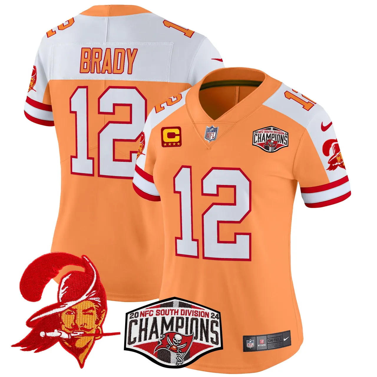 Baker Mayfield Tampa Bay Buccaneers Nike Women's 2024 NFC South Division Champions Patch Vapor Limited Stitched Jersey - Orange - Image 3