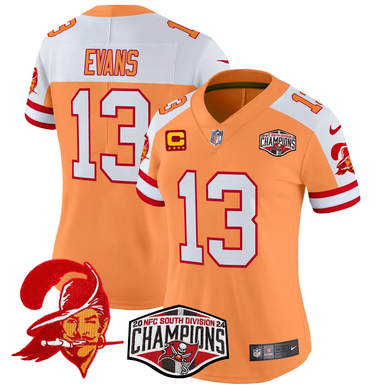 Baker Mayfield Tampa Bay Buccaneers Nike Women's 2024 NFC South Division Champions Patch Vapor Limited Stitched Jersey - Orange - Image 4