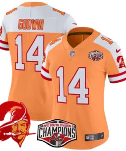 Baker Mayfield Tampa Bay Buccaneers Nike Women's 2024 NFC South Division Champions Patch Vapor Limited Stitched Jersey - Orange - Image 5