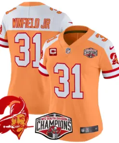Baker Mayfield Tampa Bay Buccaneers Nike Women's 2024 NFC South Division Champions Patch Vapor Limited Stitched Jersey - Orange - Image 7