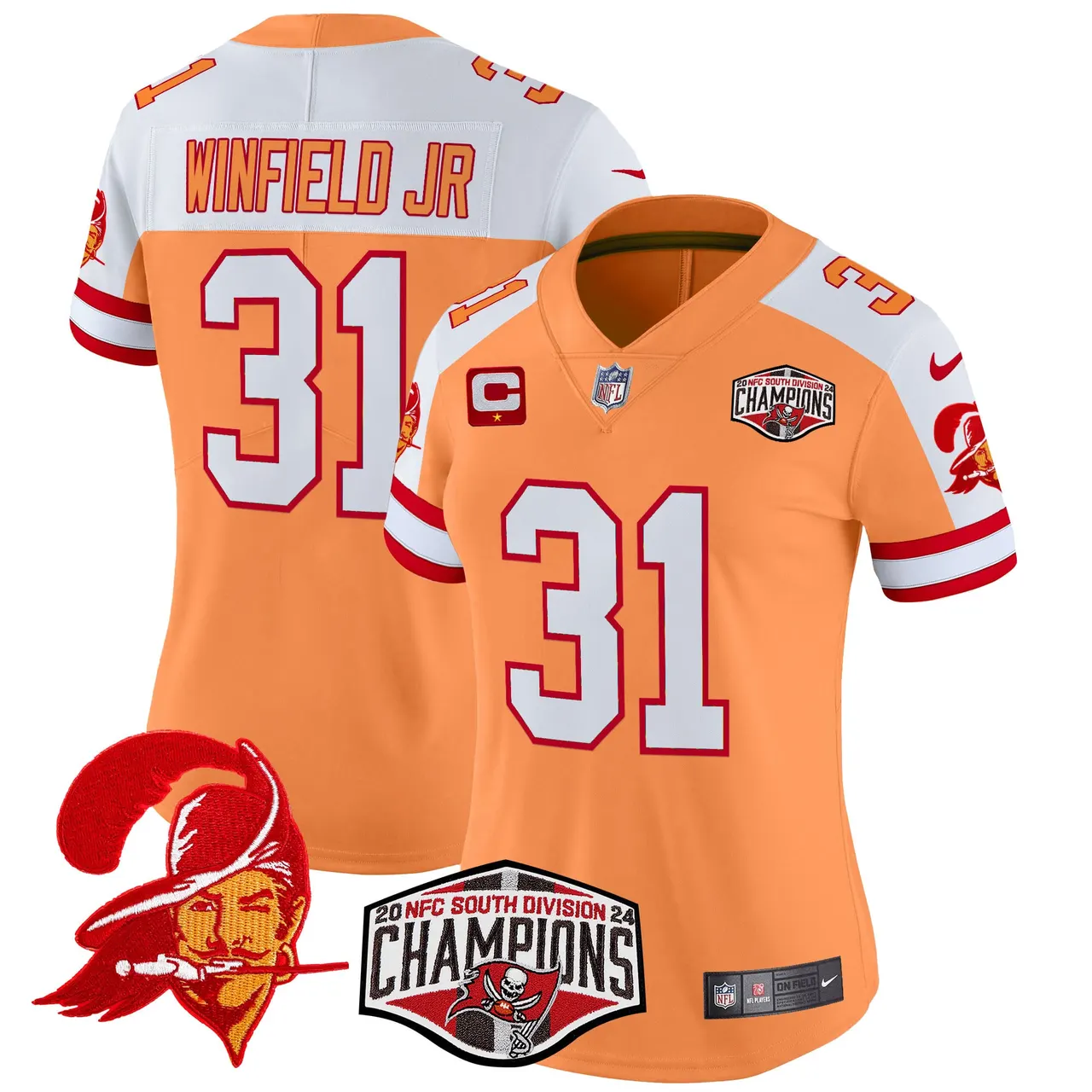 Baker Mayfield Tampa Bay Buccaneers Nike Women's 2024 NFC South Division Champions Patch Vapor Limited Stitched Jersey - Orange - Image 7