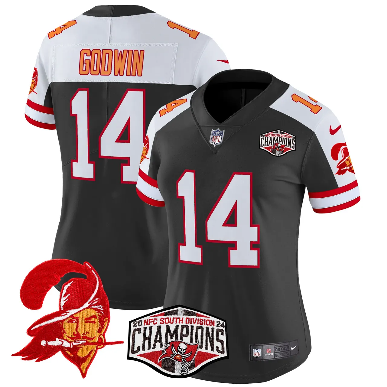 Baker Mayfield Tampa Bay Buccaneers Nike Women's 2024 NFC South Division Champions Patch Vapor Limited Stitched Jersey - Orange - Image 12