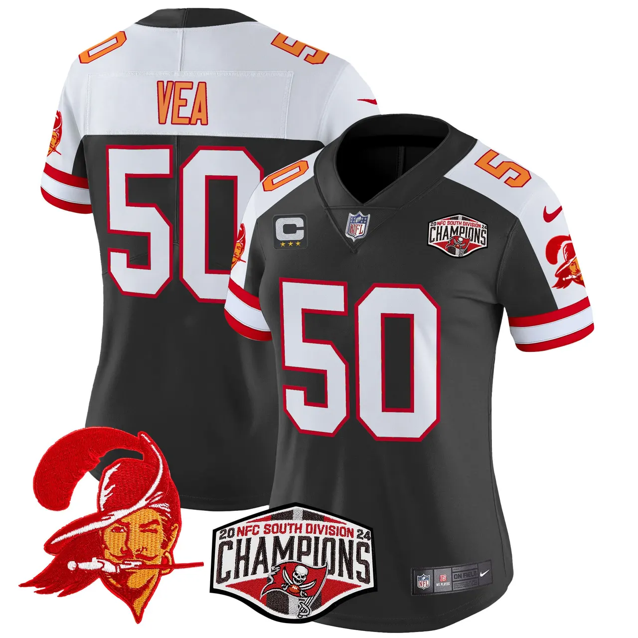 Baker Mayfield Tampa Bay Buccaneers Nike Women's 2024 NFC South Division Champions Patch Vapor Limited Stitched Jersey - Orange - Image 13