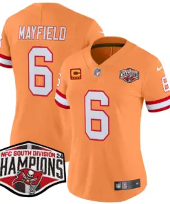 Baker Mayfield Tampa Bay Buccaneers Nike Women's 2024 NFC South Division Champions Patch Vapor Limited Stitched Jersey - Orange - Image 15
