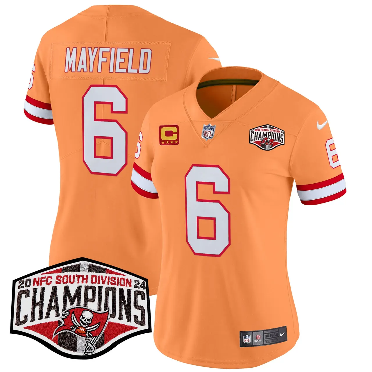 Baker Mayfield Tampa Bay Buccaneers Nike Women's 2024 NFC South Division Champions Patch Vapor Limited Stitched Jersey - Orange - Image 15