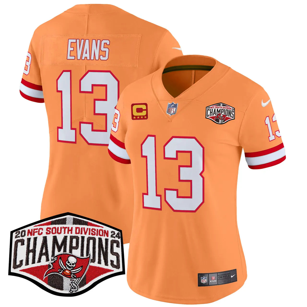 Baker Mayfield Tampa Bay Buccaneers Nike Women's 2024 NFC South Division Champions Patch Vapor Limited Stitched Jersey - Orange - Image 18