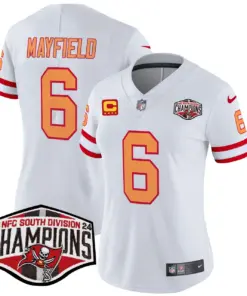 Baker Mayfield Tampa Bay Buccaneers Nike Women's 2024 NFC South Division Champions Patch Vapor Limited Stitched Jersey - Orange - Image 22