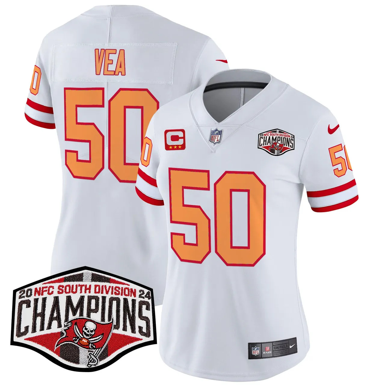 Baker Mayfield Tampa Bay Buccaneers Nike Women's 2024 NFC South Division Champions Patch Vapor Limited Stitched Jersey - Orange - Image 27