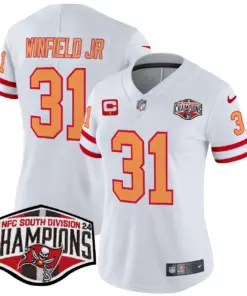 Baker Mayfield Tampa Bay Buccaneers Nike Women's 2024 NFC South Division Champions Patch Vapor Limited Stitched Jersey - Orange - Image 28