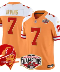 Alternative view of Baker Mayfield Tampa Bay Buccaneers Nike Gold Trim 2024 NFC South Division Champions Patch Vapor Limited Stitched Jersey - Orange
