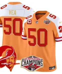 Baker Mayfield Tampa Bay Buccaneers Nike Gold Trim 2024 NFC South Division Champions Patch Vapor Limited Stitched Jersey - Orange - Image 6