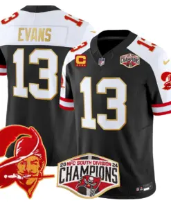 Baker Mayfield Tampa Bay Buccaneers Nike Gold Trim 2024 NFC South Division Champions Patch Vapor Limited Stitched Jersey - Orange - Image 11