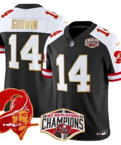Baker Mayfield Tampa Bay Buccaneers Nike Gold Trim 2024 NFC South Division Champions Patch Vapor Limited Stitched Jersey - Orange - Image 12