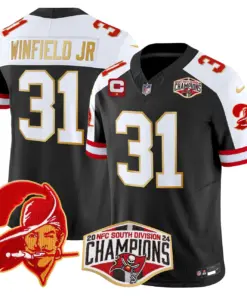 Baker Mayfield Tampa Bay Buccaneers Nike Gold Trim 2024 NFC South Division Champions Patch Vapor Limited Stitched Jersey - Orange - Image 14