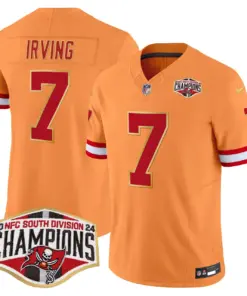 Baker Mayfield Tampa Bay Buccaneers Nike Gold Trim 2024 NFC South Division Champions Patch Vapor Limited Stitched Jersey - Orange - Image 16