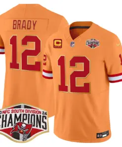 Baker Mayfield Tampa Bay Buccaneers Nike Gold Trim 2024 NFC South Division Champions Patch Vapor Limited Stitched Jersey - Orange - Image 17